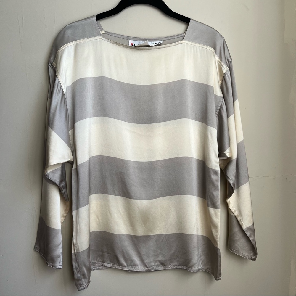 vintage alke boker rugby stripe silk boatneck top